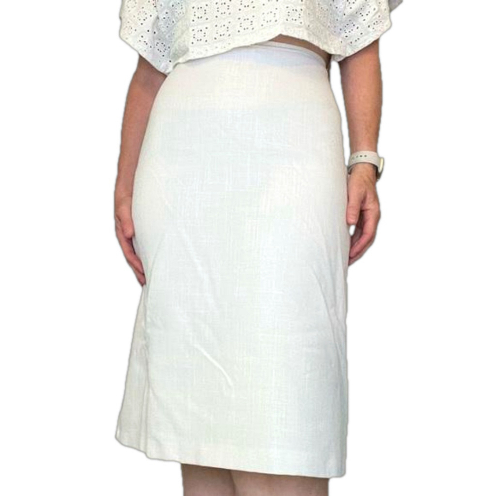 VINTAGE White Midi Pencil Skirt, Size 0/2